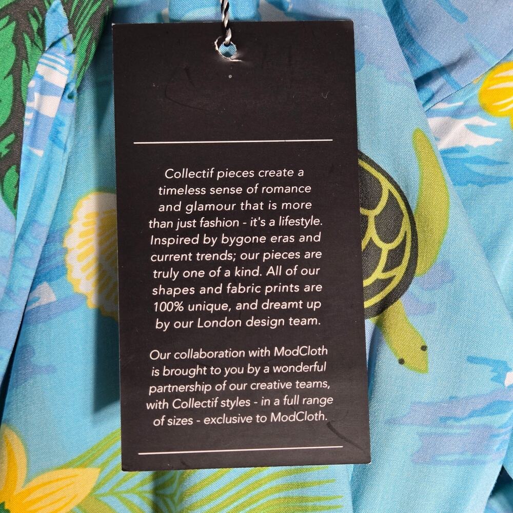 ModCloth Collectif Mimma Romper 10 NEW Tropical Turtles Blue Hawaiian Playsuit - Picture 7 of 11